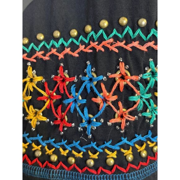 Double D Ranch Blouse Black With Vibrant Multicolor Accents XL - Picture 5 of 6